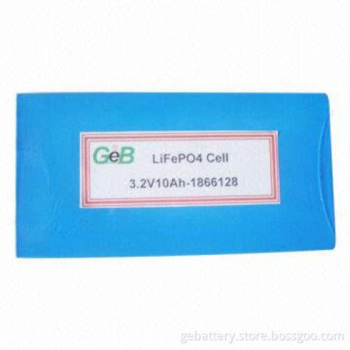3.2V 10Ah LiFePO4 Power Battery Cell, 2.0V Discharge Cut-off Voltage